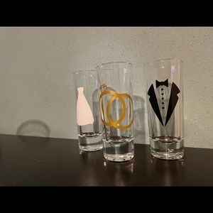 Bride groom and ring set of 3 2 oz shooters